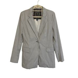 Millard Fillmore Blazer Jacket White Black Pinstriped Large